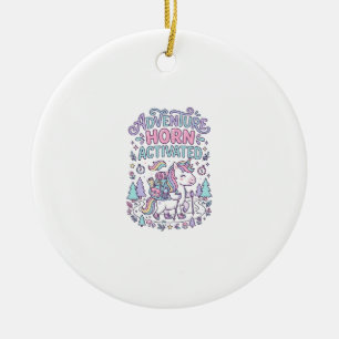 Unicorn Adventure Horn Activated Cute Pastel Graph Ceramic Ornament