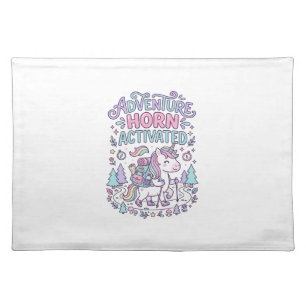 Unicorn Adventure Horn Activated Cute Pastel Graph Cloth Placemat