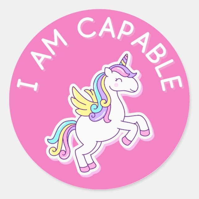 Unicorn Affirmation Classic Round Sticker (Front)
