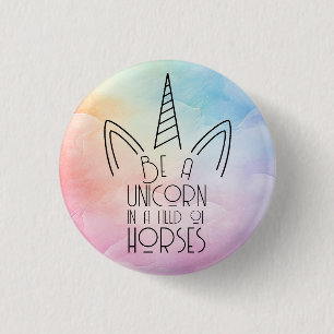 Unicorn Affirmation, Pink & Blue Pastel Rainbow Button