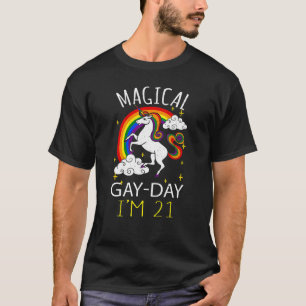 Unicorn Age 21 Year Old Lgbt Rainbow Birth Gay Day T-Shirt