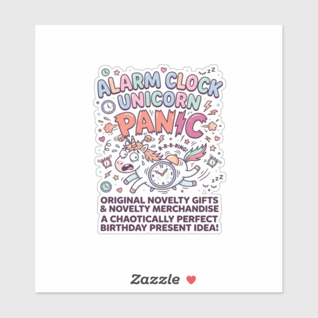 Unicorn Alarm Clock Unicorn Panic Bold Typography  Sticker (Sheet)