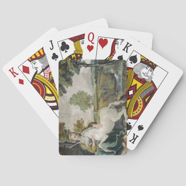 Unicorn and a Young Woman (by Domenichino) Poker Cards (Back)