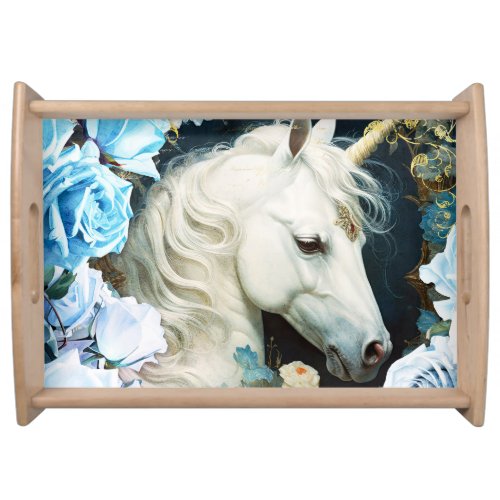 Unicorn and Blue Roses Serving Tray