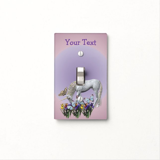 Unicorn And Butterflies Animal Light Switch Cover (In Situ)