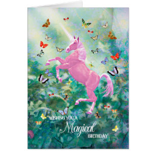 Unicorn and Butterflies Birthday Cards