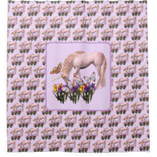 Unicorn And Butterflies Fantasy Art Shower Curtain