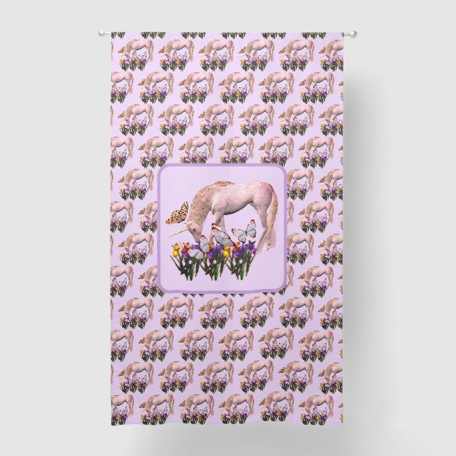 Unicorn And Butterflies Fantasy Blackout Curtains (Front)