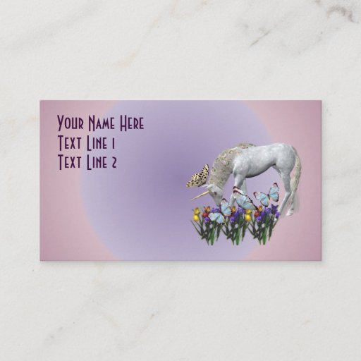 Customizable Unicorn And Butterflies Fantasy Business Card