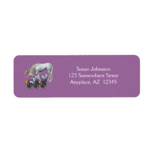 Unicorn And Butterflies Fantasy Horse Address Label