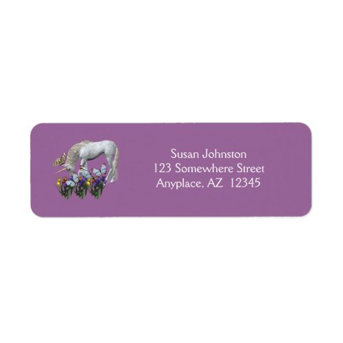Unicorn And Butterflies Fantasy Horse Address Label