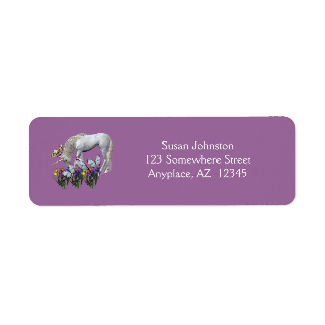 Unicorn And Butterflies Fantasy Horse Address Label (Front)