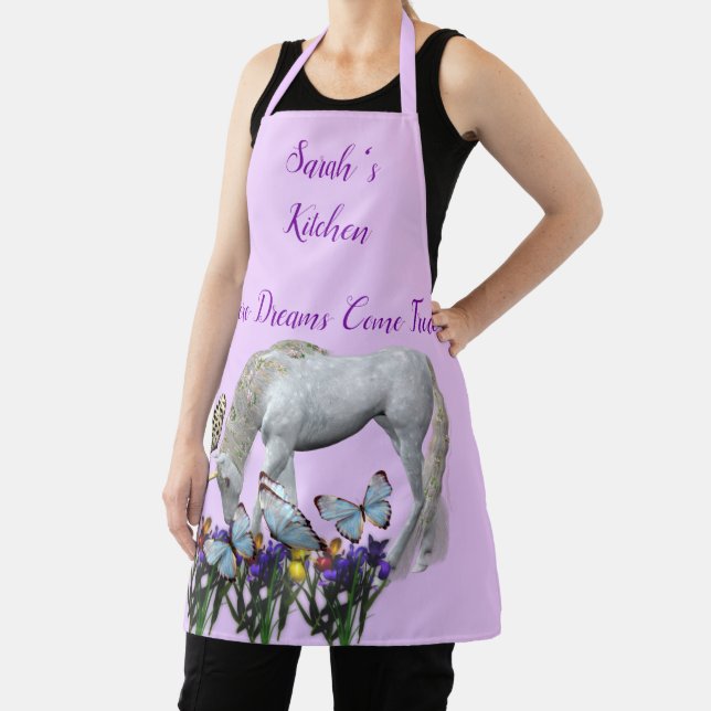 Unicorn And Butterflies Personalized Apron (Insitu)