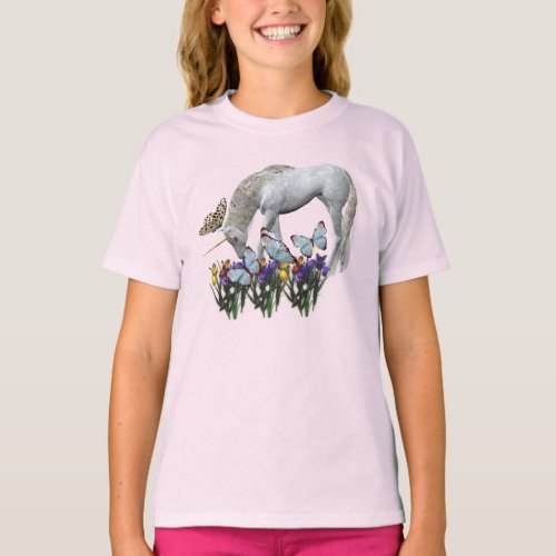 Unicorn And Butterflies T_Shirt