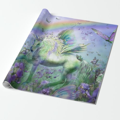 unicorn and butterflies wrapping paper