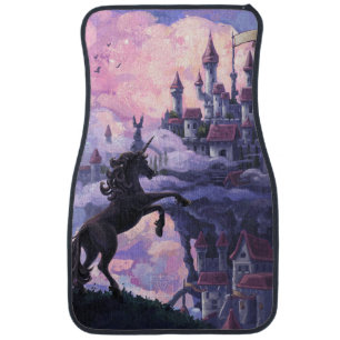 Unicorn and Castle in the Couds Car Mat