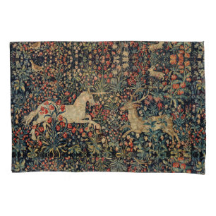 UNICORN AND DEER,FLOWERS,FOREST ANIMALS Floral Pillow Case