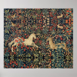 Unicorn And Deer,flowers,forest Animals Floral Poster at Zazzle