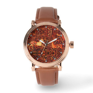 UNICORN AND DEER,FLOWERS,FOREST ANIMALS Red Floral Watch