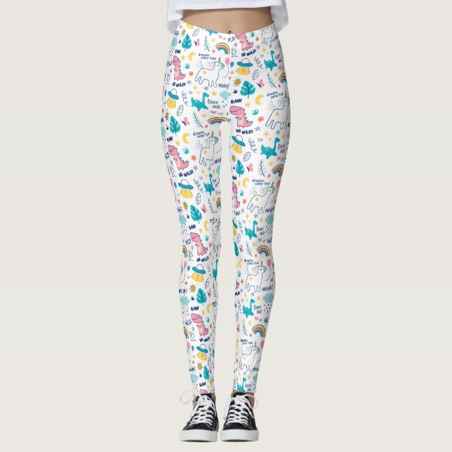 Unicorn And Dinosaur Leggings (Front)