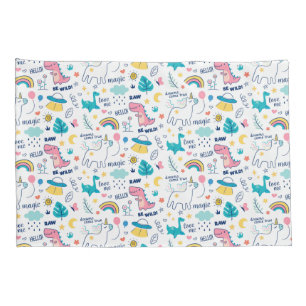 Unicorn And Dinosaur Pattern Pillow Case
