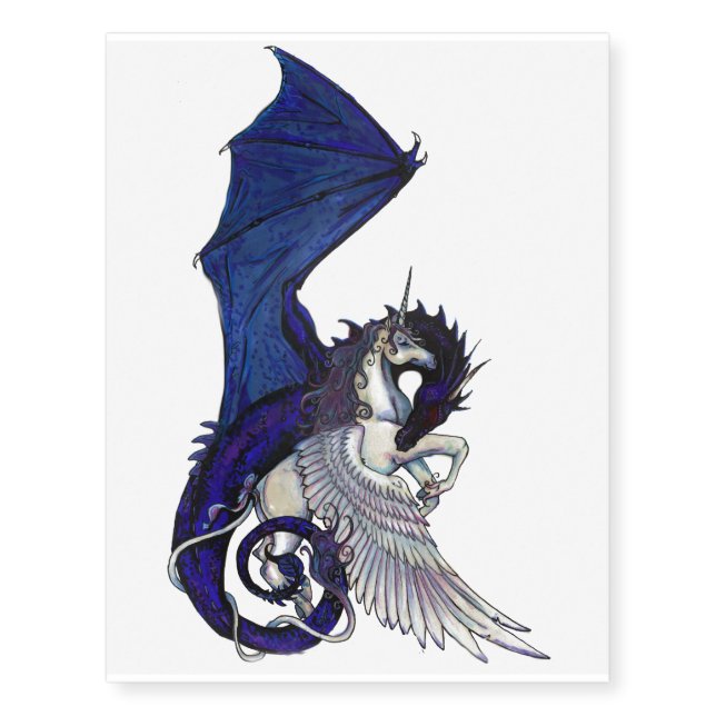 Unicorn and Dragon Temporary Tattoo (Front)