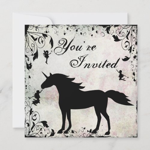 Unicorn and Fairies Magical Birthday Invitation