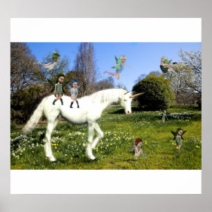 Unicorn and fairies poster