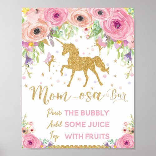 Unicorn and Fairy Baby Shower Mimosa Bar Sign