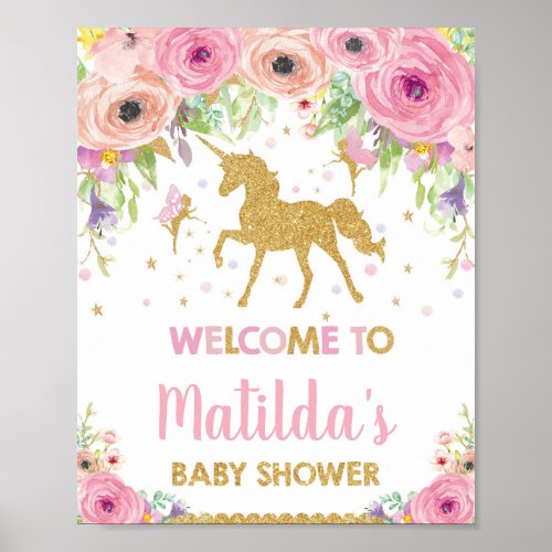 Unicorn and Fairy Baby Shower Party Welcome Sign