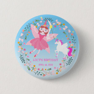 Unicorn and Fairy Magic Birthday Party Button