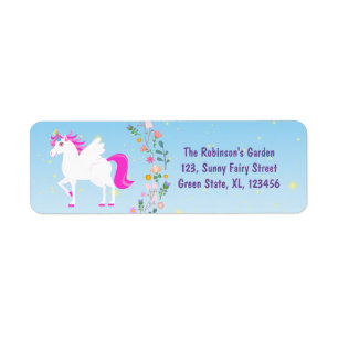 Unicorn and Fairy Magic Birthday Party Label
