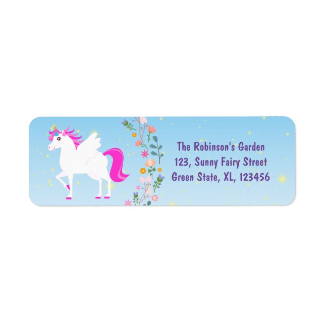 Unicorn and Fairy Magic Birthday Party Label (Front)