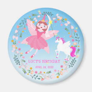 Unicorn and Fairy Magic Birthday Party Magnet
