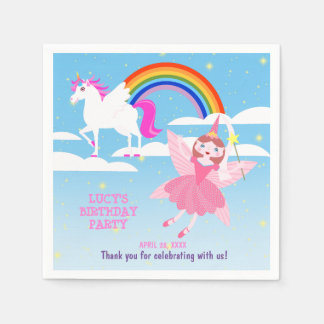 Unicorn and Fairy Magic Birthday Party Napkins