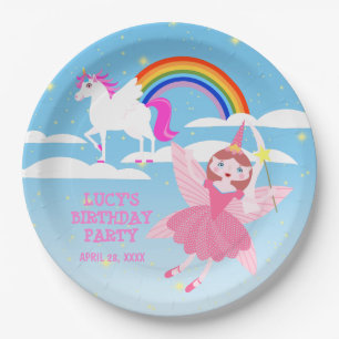 Unicorn and Fairy Magic Birthday Party Paper Plates