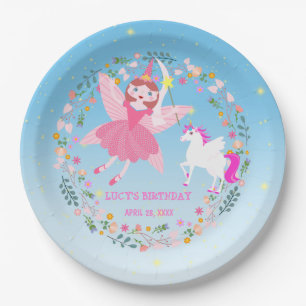 Unicorn and Fairy Magic Birthday Party Paper Plates