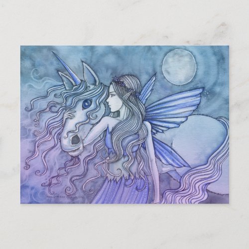 Unicorn and Fairy Postcard by Molly Harrison