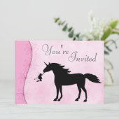 Unicorn and Fairy Silhouette Birthday Invitation (Standing Front)