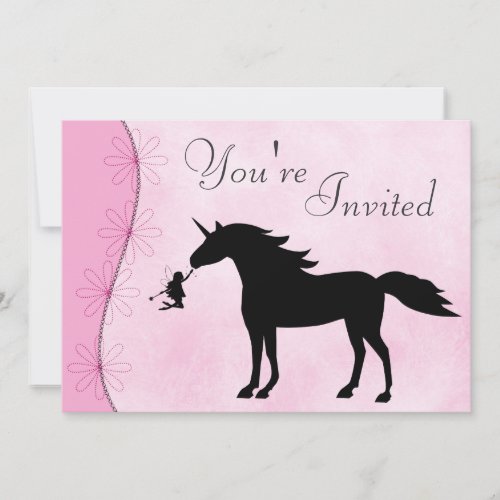 Unicorn and Fairy Silhouette Birthday Invitation