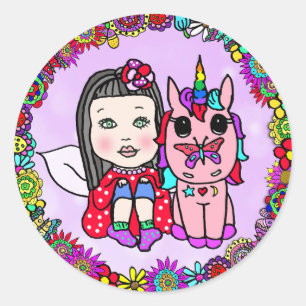 Unicorn and Fairy Whimsical Floral Stickers