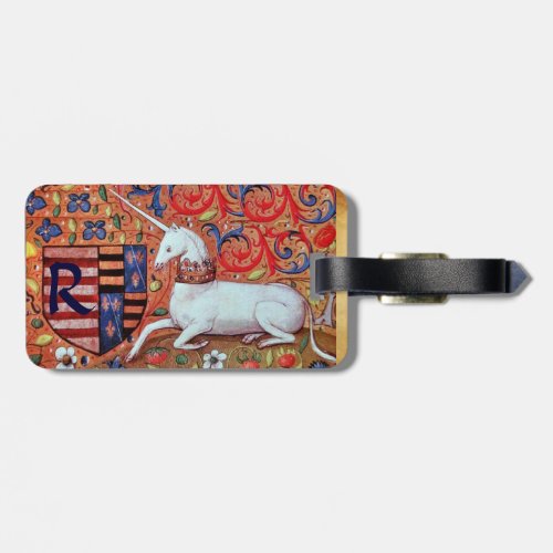 UNICORN AND FANTASY FLORAL PARCHMENT Monogram Luggage Tag