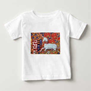 UNICORN AND FANTASY FLOWERS,FLORAL MOTIFS MONOGRAM BABY T-Shirt