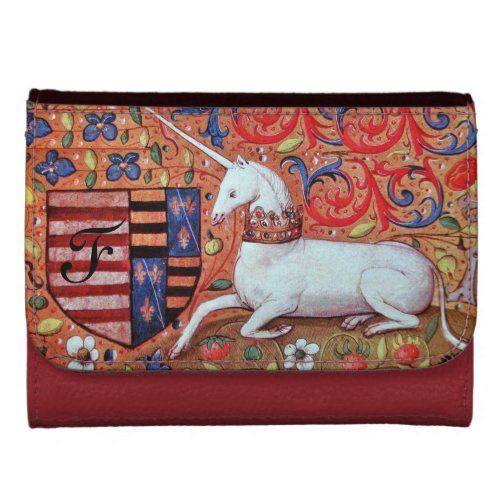 UNICORN AND FANTASY FLOWERSFLORAL MOTIFS MONOGRAM WALLET FOR WOMEN