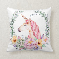Unicorn and Flower Pillow