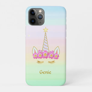 Unicorn and Flowers on Pastel Colors iPhone 11 Pro Case