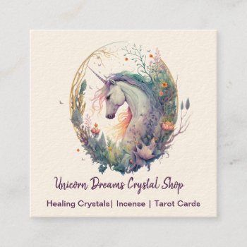 Unicorn And Flowers Square Business Card by businesscardsforyou at Zazzle