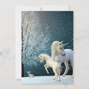 Unicorn and Foal Winter Scene Snow Holiday