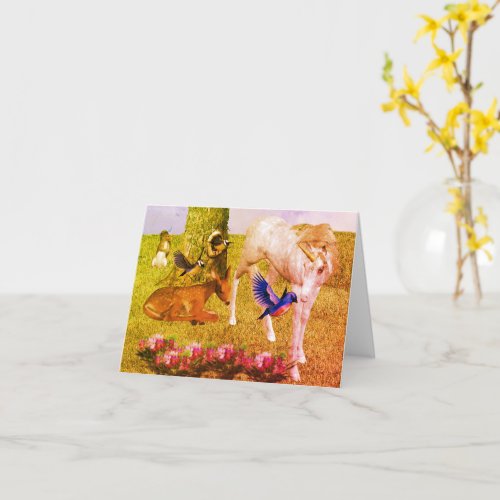 Unicorn And Forest Friends Art Note Card