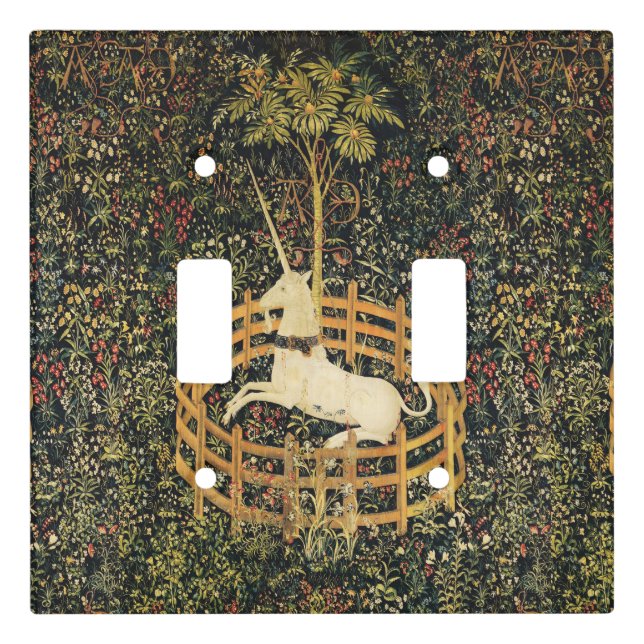 UNICORN AND GOTHIC FANTASY FLOWERS,FLORAL MOTIFS LIGHT SWITCH COVER (Front)
